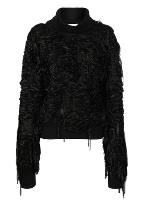 QUIRA fringed long-sleeve jumper - Black