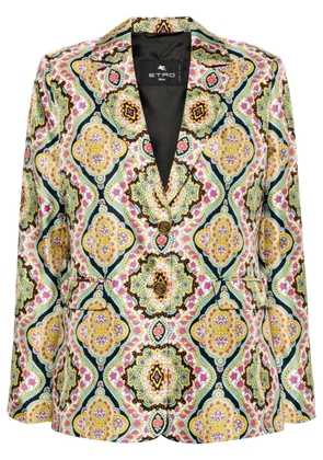 ETRO floral-print silk blazer - Green