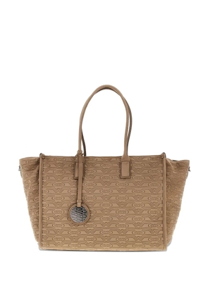 Emporio Armani embossed-logo tote bag - Neutrals