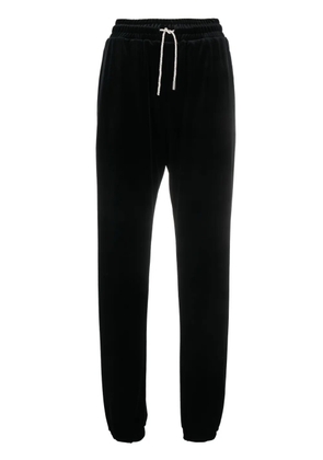 Alexandre Vauthier rhinestone-drawstring velvet track pants - Black