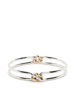 MAOR 18kt yellow gold and silver Unity Curb 3mm bangle bracelet