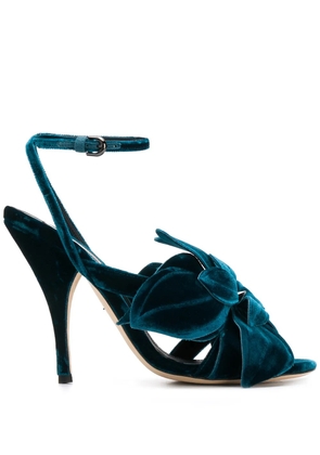 Marco De Vincenzo flower appliqué velvet sandals - Blue