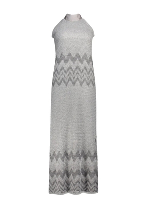 D.Exterior metallic-knit halterneck dress - Grey