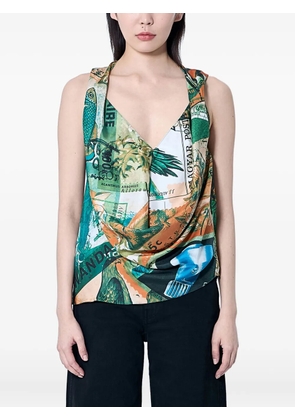 Kiko Kostadinov printed draped silk blouse - Multicolour