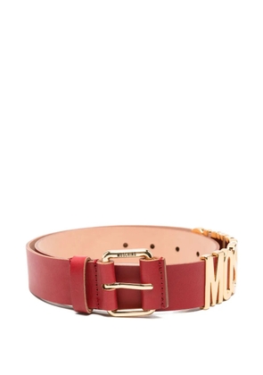 Moschino logo-plaque leather belt - Red