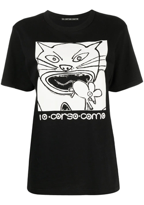10 CORSO COMO cat-print cotton T-shirt - Black