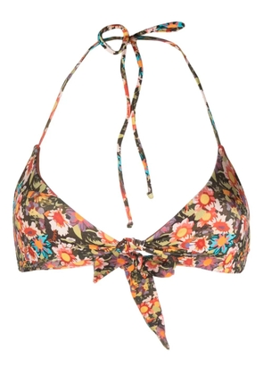 SIEDRES floral-print halterneck bikini top - Green