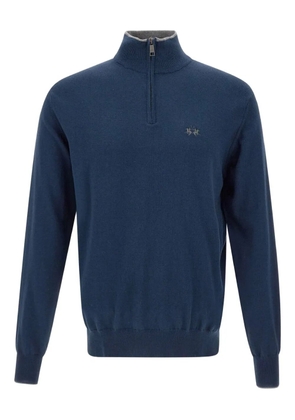 La Martina Zip Embroidered Logo Sweater - Blue