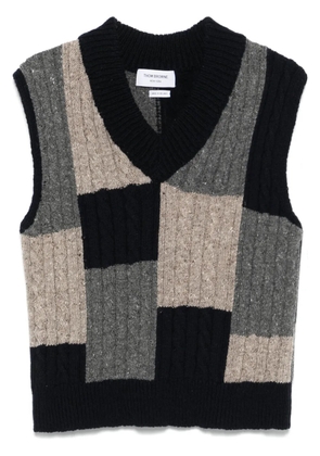 Thom Browne patchwork cable-knit vest - Blue