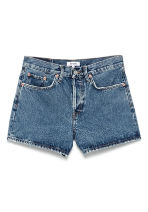 RE/DONE logo-patch denim shorts - Blue