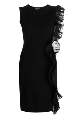 Emporio Armani ruffle-detail asymmetric minidress - Black