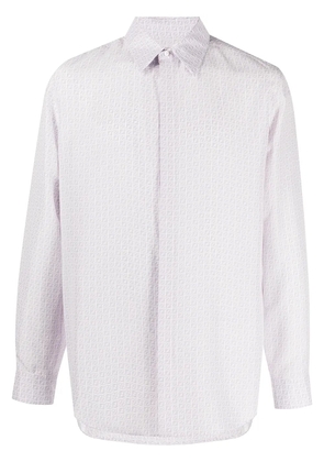 FENDI FF-print silk long-sleeve shirt - Purple