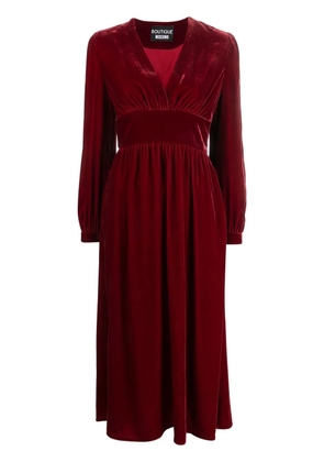 Boutique Moschino V-neck velvet midi dress - Red