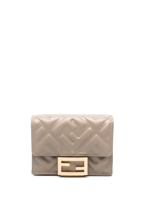 FENDI micro Baguette FF-embossed tri-fold wallet - Grey