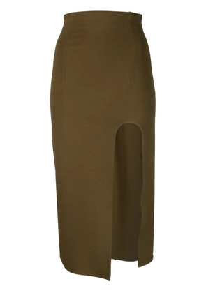 ALESSANDRO VIGILANTE front-split knitted midi skirt - Green