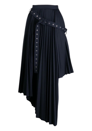 Rokh belt-detail asymmetric pleated skirt - Blue