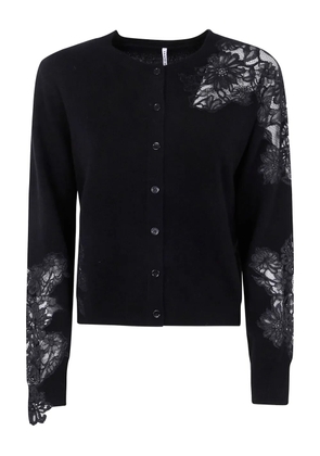 Liviana Conti lace-paneled wool cardigan - Black