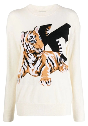 Krizia intarsia-knit tiger jumper - Neutrals