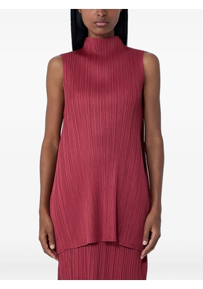 Pleats Please Issey Miyake pleated stand-collar top - Red