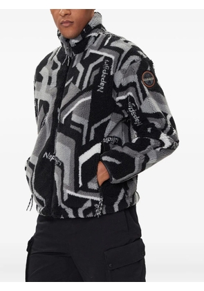 Napapijri geometric-pattern fleece jacket - Grey