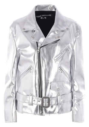 Junya Watanabe metallic biker jacket - Silver