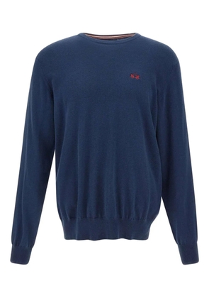 La Martina Embroidered logo ribbed sweater - Blue
