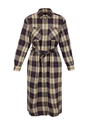 A.P.C. plaid-check belted midi dress - Neutrals