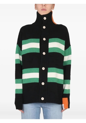 RIGHT FOR striped buttoned cardigan - Black