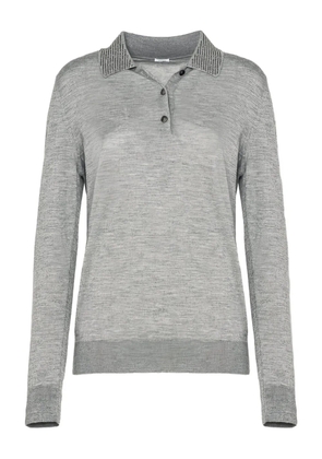 Malo beaded collar polo top - Grey