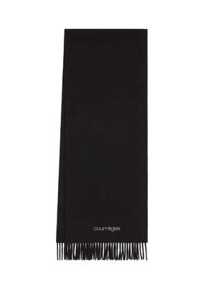 Courrèges fringed embroidered scarf - Black