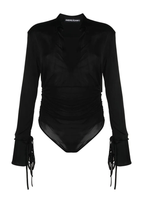 ANDREĀDAMO semi-sheer long-sleeved body - Black