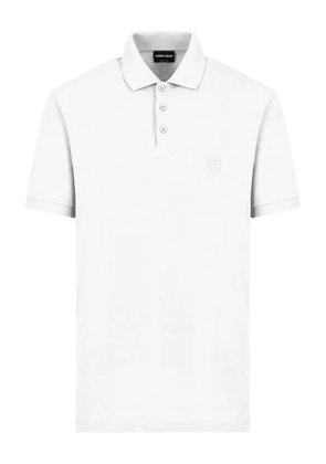 Giorgio Armani buttonned logo-embroidered polo shirt - White