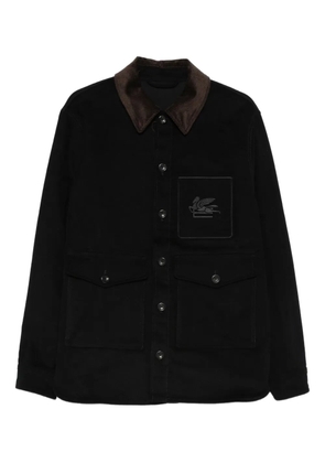 ETRO corduroy-collar patch-pocket shirt jacket - Black