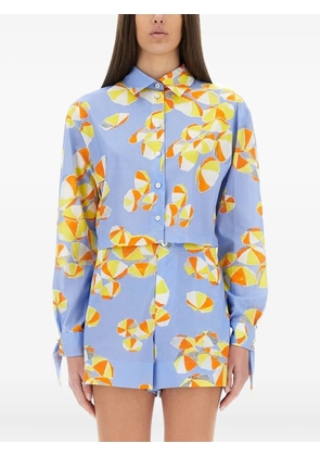MOSCHINO JEANS tie-sleeve printed shirt - Blue