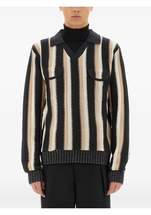 Sasquatchfabrix. striped flap-pocket sweater - Black