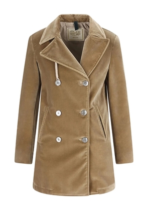 Camplin double-breasted velvet coat - Neutrals