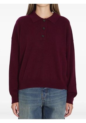 Allude ribbed three-button polo shirt - Red