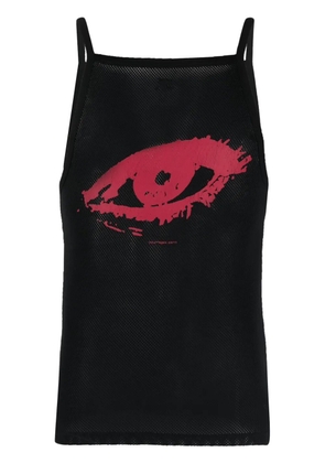 Courrèges logo-print cotton tank top - Black