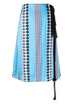 Wales Bonner tie-fastening geometric print skirt - Blue