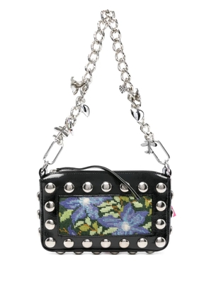 Chopova Lowena Fillie floral-needlepoint studded shoulder bag - Black