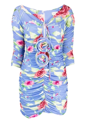 Magda Butrym floral-appliqué ruched minidress - Purple