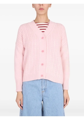 Saint James cable-knit buttoned cardigan - Pink