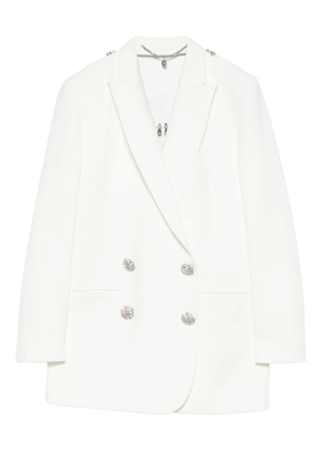 NISSA crystal-embellished double-breasted blazer - White