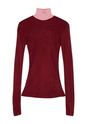 Self-Portrait high-neck long-sleeve sweater - Red