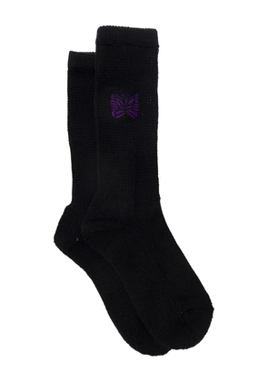 Needles butterfly-embroidered socks - Black