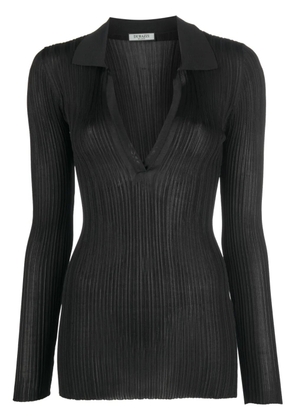 Durazzi Milano V-neck long-sleeve knitted top - Black
