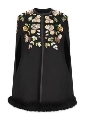 Valentino Garavani floral-embellished cape - Black