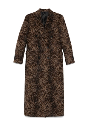 ERALDO leopard-print double-breasted coat - Brown