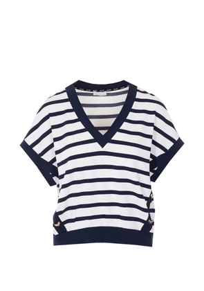 LIU JO striped V-neck T-shirt - White