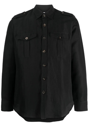PT Torino long-sleeves cotton-linen-blend shirt - Black